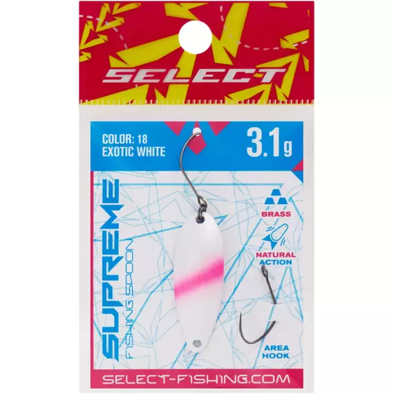 Блешня Select Supreme 3.1g 34mm #18 Exotic White, Вага блешні: 3.1, Колір блешні: #18 Exotic White, фото , изображение 2